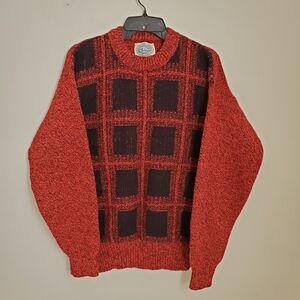 Vintage Wool Blend Red & Black Knit Crewneck Sweater
